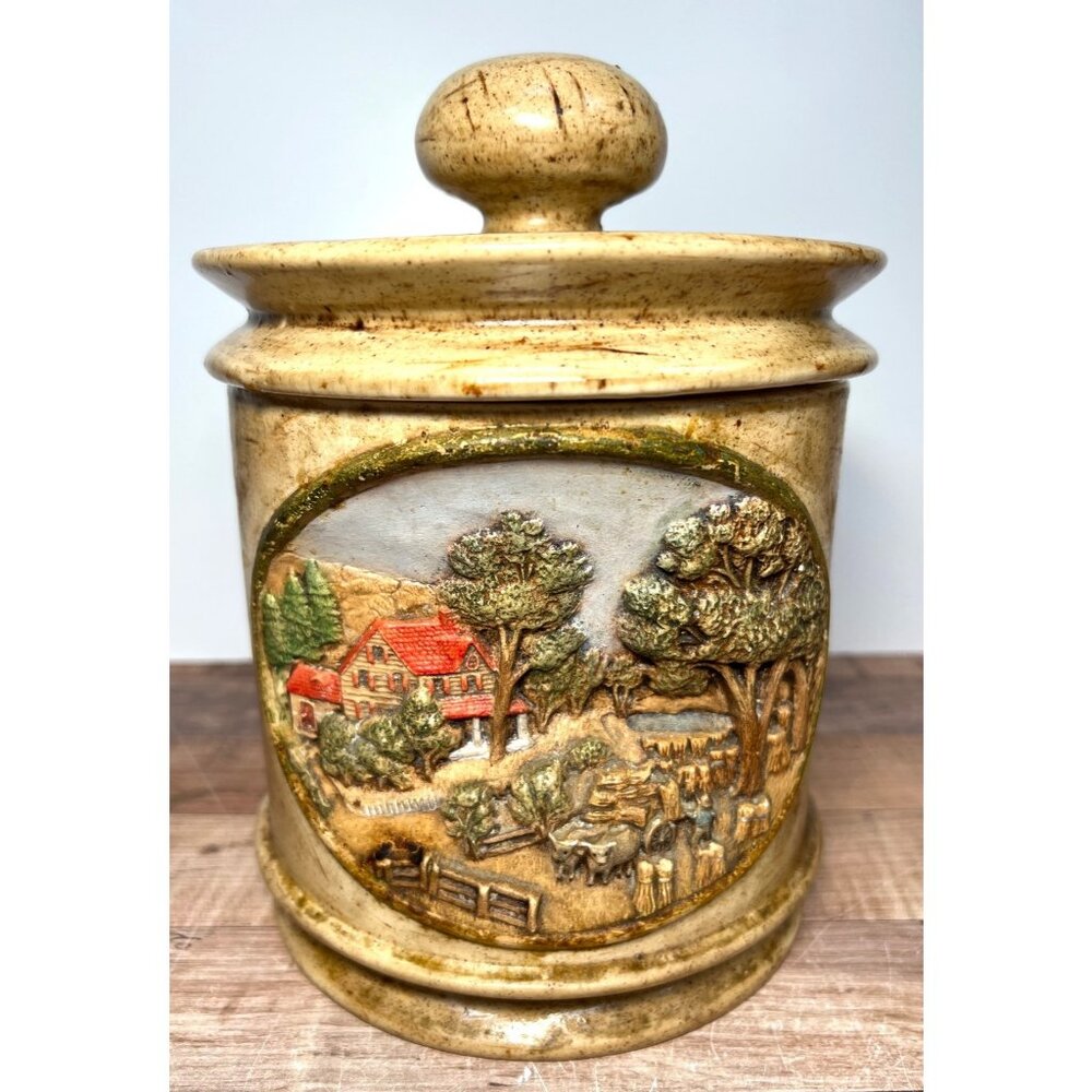 Vintage Hershey Molds 1979 Cookie Jar Canister, 3D Farm Scene